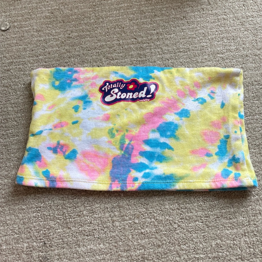 omighty tie dye tube top "totally stoned"